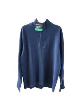 NWT Hathaway Men's Ribbed Knit Pullover Sweater Size XL Blue Mock Neck